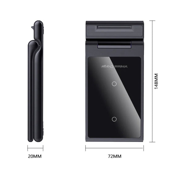 15W 3-in-1 Foldable Portable Multifunctional Stand Wireless Charger(Black)