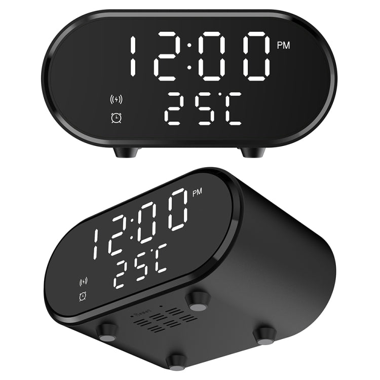15W LED Mirror Wireless Charger Desktop Multifunctional Mini Clock(White)