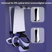For PS5 Console iplay Wall-mounted Bracket Can Store Controllers/VR Glasses/Headphones(Black)