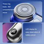 Three-Ring Knife Mesh Electric Men Shaver Travel Portable Mini Shaver, Color: Digital Display Green