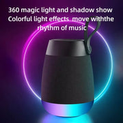 Bluetooth Wireless Fabric Speaker Cylindrical Water-resistant Subwoofer With RGB Light(Black)