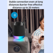 Bluetooth Wireless Fabric Speaker Cylindrical Water-resistant Subwoofer With RGB Light(Black)