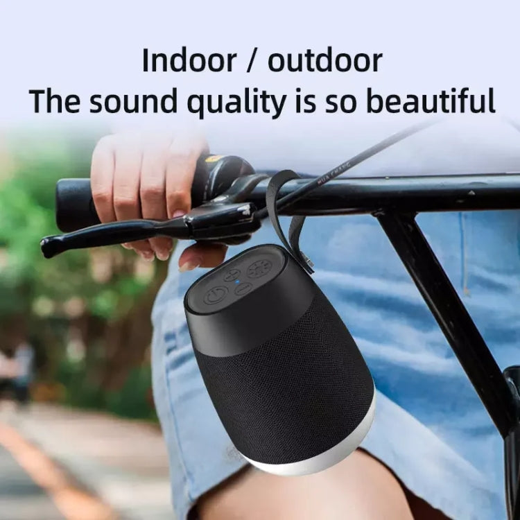 Bluetooth Wireless Fabric Speaker Cylindrical Water-resistant Subwoofer With RGB Light(Black)