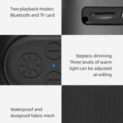 Bluetooth Wireless Fabric Speaker Cylindrical Water-resistant Subwoofer With RGB Light(Black)