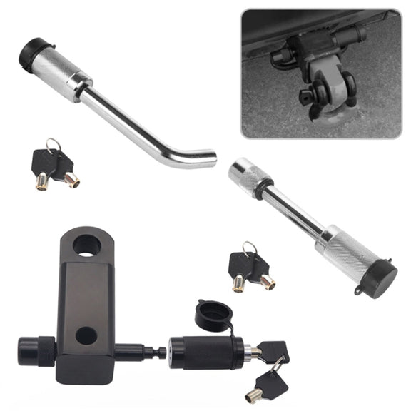 Car Latch Lock Trailer Tow Hook Anti-theft Padlock(Bending Silver)