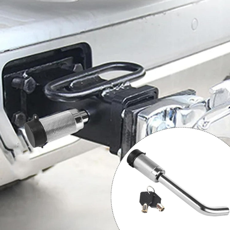 Car Latch Lock Trailer Tow Hook Anti-theft Padlock(Bending Silver)