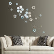 18pcs /Set Acrylic Cherry Blossom Mirror Wall Sticker Living Room Bedroom Background Wall Decoration(Silver) - free shipping - PMC TechLife - Order now!