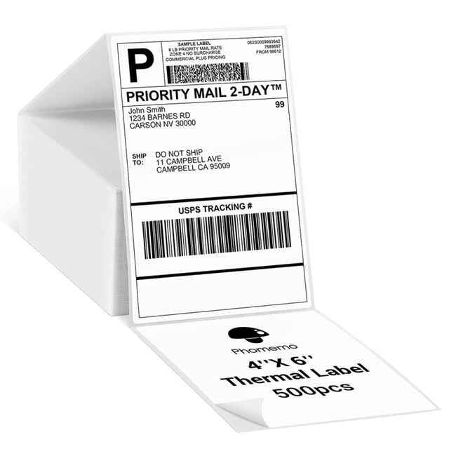 500sheets 4��6 Inch Stickers Thermal Label Paper For Phomemo PM-246S / PM-241BT / D520BT, Style: Folding White