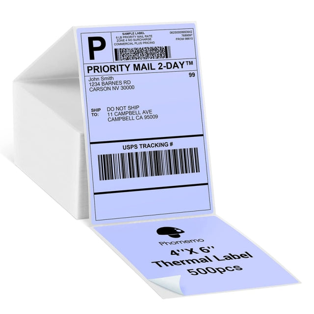 500sheets 4��6 Inch Stickers Thermal Label Paper For Phomemo PM-246S / PM-241BT / D520BT, Style: Folding Purple