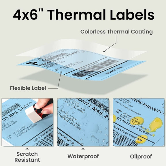 500sheets 4��6 Inch Stickers Thermal Label Paper For Phomemo PM-246S / PM-241BT / D520BT, Style: Folding White