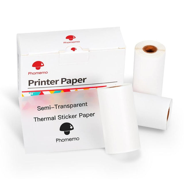 Phomemo 3rolls /Pack 50mm Translucent Bottom Black Words Self-Adhesive Printer Sensitive Label Printing Paper For M02 / M02S / M02Pro / M03