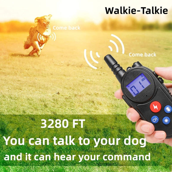 1000m Remote Control Intercom Dog Trainer Electric Shock Vibration Stop Barker(Yellow)