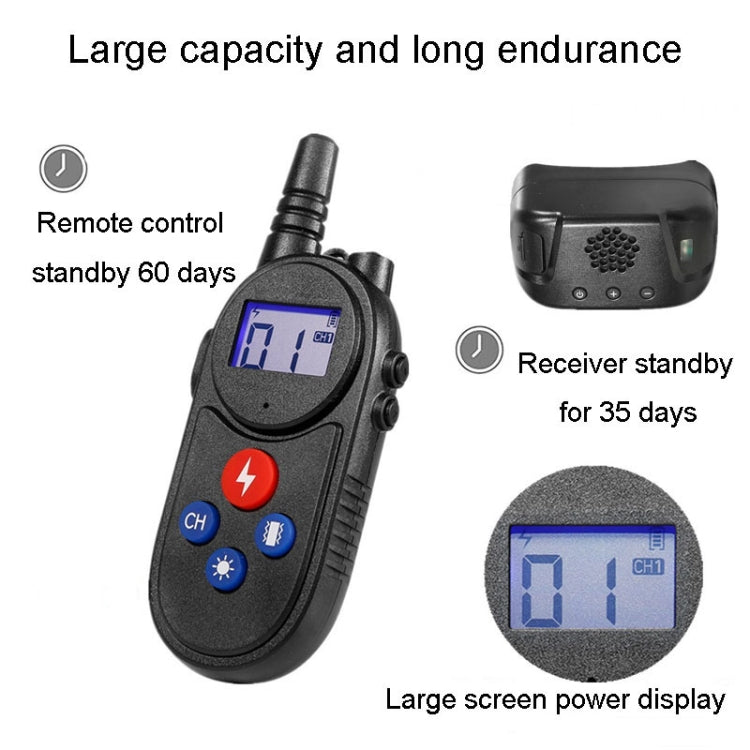 1000m Remote Control Intercom Dog Trainer Electric Shock Vibration Stop Barker(Black)