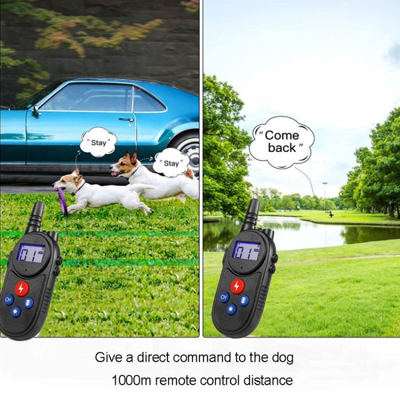 1000m Remote Control Intercom Dog Trainer Electric Shock Vibration Stop Barker(Yellow)
