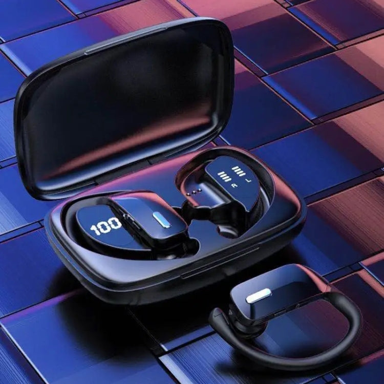 TWS Ear-mounted Noise Reduction LED Dual-battery Display Bluetooth Earphones(T17 Black)