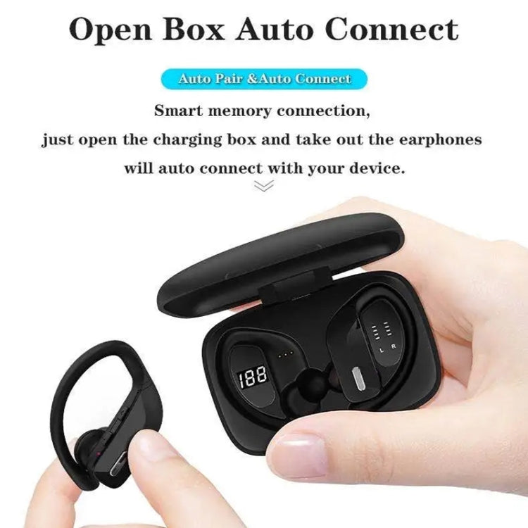 TWS Ear-mounted Noise Reduction LED Dual-battery Display Bluetooth Earphones(T17 Black)