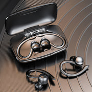 TWS Ear-Mounted LED Digital Display Noise Reduction Bluetooth Earphones With Power Bank Function(Black)