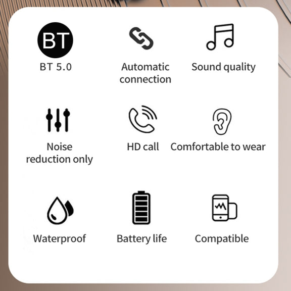 TWS Ear-Mounted LED Digital Display Noise Reduction Bluetooth Earphones With Power Bank Function(Black)