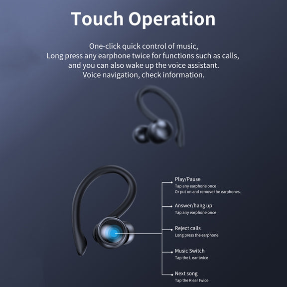 TWS Ear-Mounted LED Digital Display Noise Reduction Bluetooth Earphones With Power Bank Function(Black)
