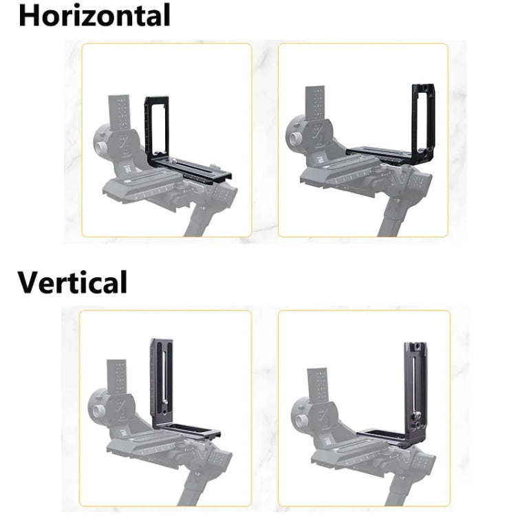 Universal Camera L Shape Bracket Quick Release Plate for Camera RSC2 / RS3 Stabilizers, Spec: L-440 Black