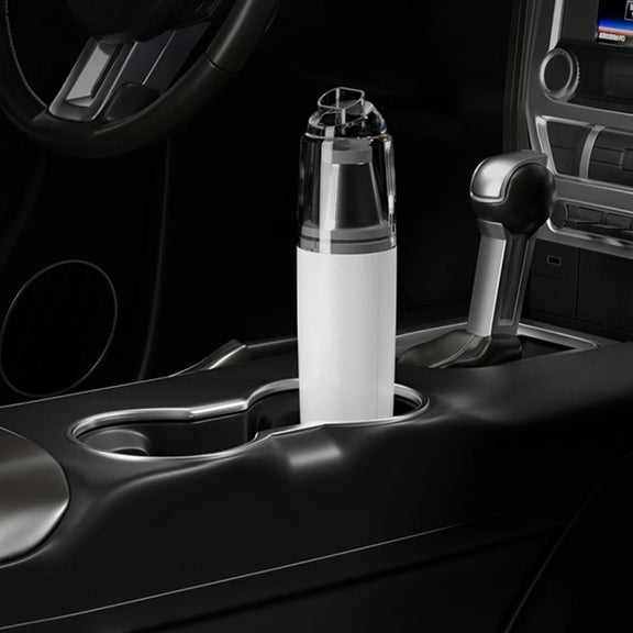 Mini Portable Detachable Wireless Handheld Powerful Car Vacuum Cleaner, Style: Plastic Filter (White)