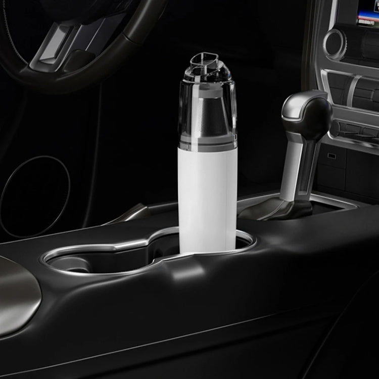 Mini Portable Detachable Wireless Handheld Powerful Car Vacuum Cleaner, Style: Plastic Filter (White)