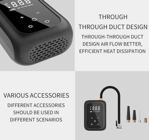 Multifunctional Portable Car Electric Wireless Tire Inflator Pump(Mechanical Button)