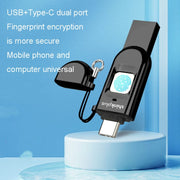 Lenovo Thinkplus TFU301 Dual Interface Type-C+USB Fingerprint Encrypted USB Flash Drive, Capacity: 256G