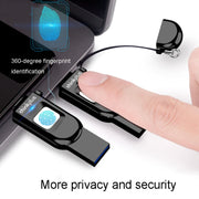 Lenovo Thinkplus TFU301 Dual Interface Type-C+USB Fingerprint Encrypted USB Flash Drive, Capacity: 256G