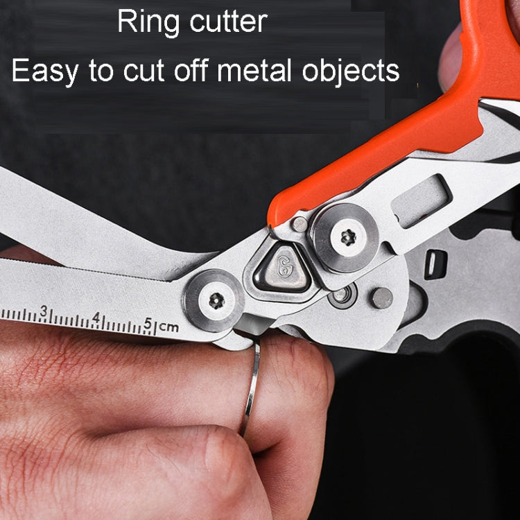 Multifunctional Outdoor First Aid Equipment Foldable Gadget Scissors(Black And Orange)