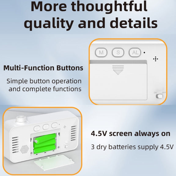 Visual Timer Alarm Clock Dual Display LCD Time Reminder(White)