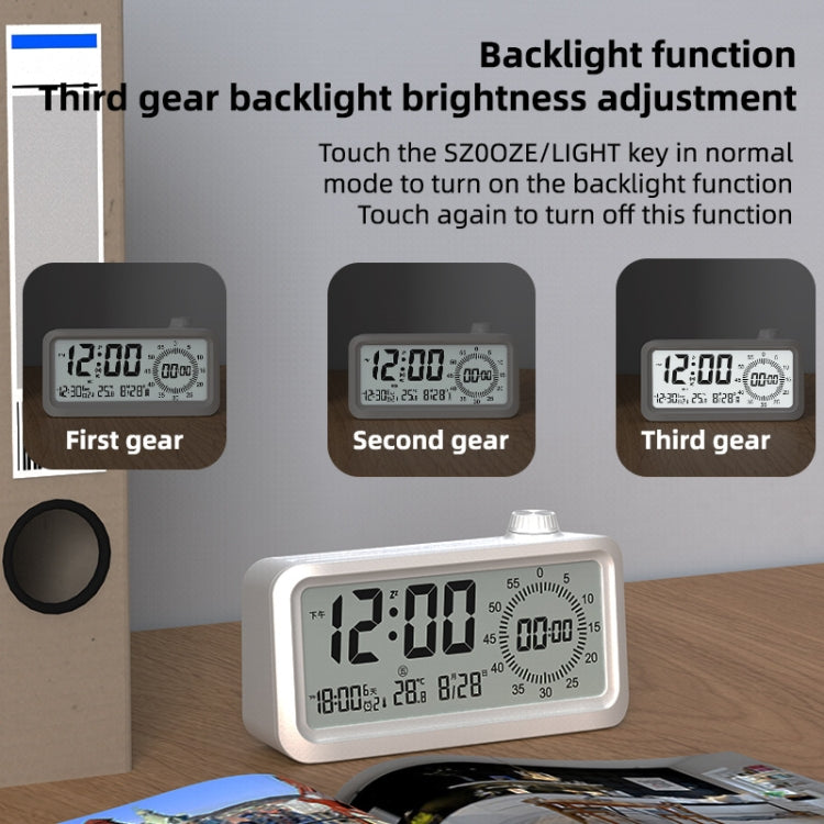 Visual Timer Alarm Clock Dual Display LCD Time Reminder(Black)
