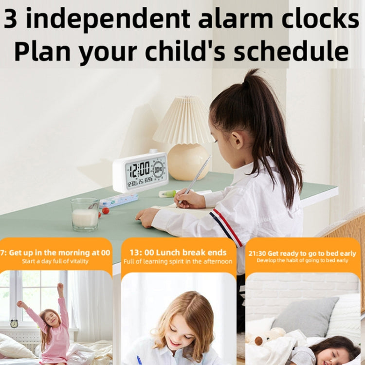 Visual Timer Alarm Clock Dual Display LCD Time Reminder(White)