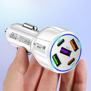 3USB+2PD 75W Dual Line Car Mobile Phone Fast Charging Charger(White)
