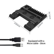 For PS4/PS4 Pro/PS4 Slim Host iplay Dual-seat Charging Multi-function Cooling Base Storage Bracket(Black)