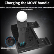 For PS4/PS4 Pro/PS4 Slim Host iplay Dual-seat Charging Multi-function Cooling Base Storage Bracket(Black)