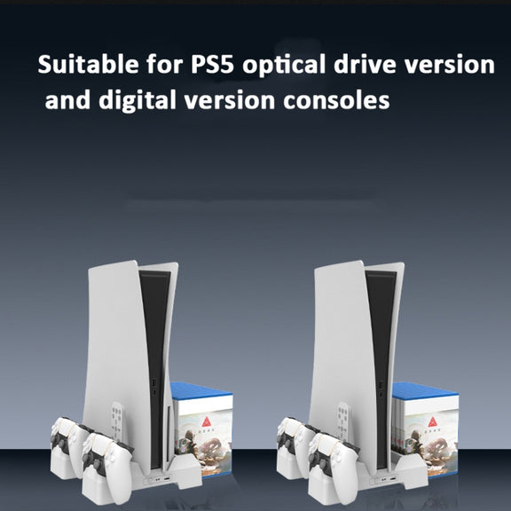 For PS5 iplay Dual-seat Charging and Cooling Base Bracket Storage Rack(White)