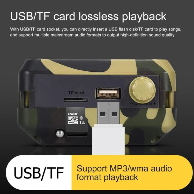 48W Wireless Bluetooth Voice Amplifier with Remote Control Supports USB/TF Card Playback EU Plug(Camouflage)