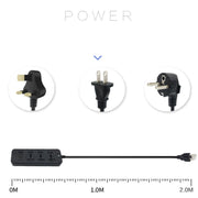 T14 2m 2500W 3 Plugs + 3-USB Ports Multifunctional Socket With Switch, Specification: US Plug (White)
