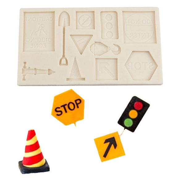 Cartoon Construction Site Tools Engineering Car Cake Decoration Molds, Specification: MK-3055 (Light Gray)