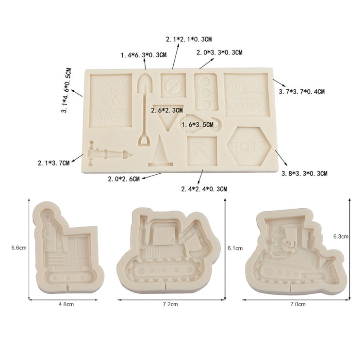 Cartoon Construction Site Tools Engineering Car Cake Decoration Molds, Specification: MK-3055 (Light Gray)