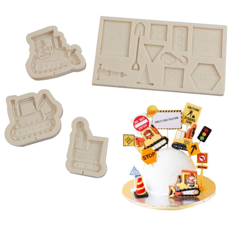 Cartoon Construction Site Tools Engineering Car Cake Decoration Molds, Specification: MK-3055 (Light Gray)