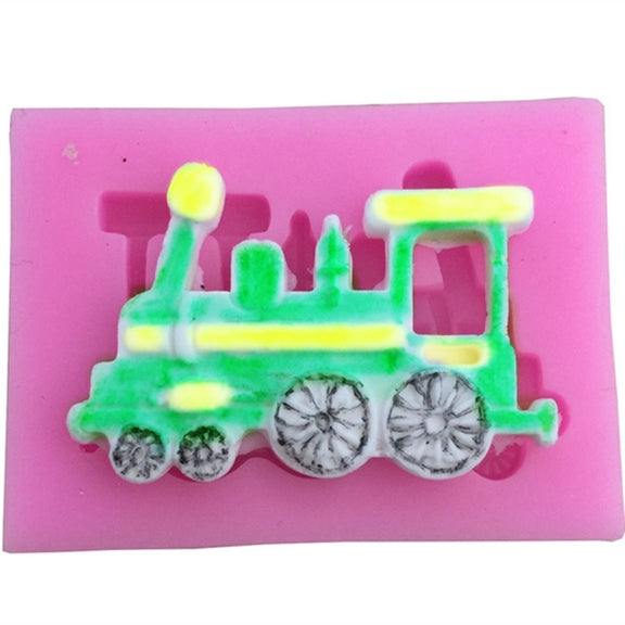 Classic Car Train Silicone Fondant Cake Mold Baking Decoration Tools(Gray)