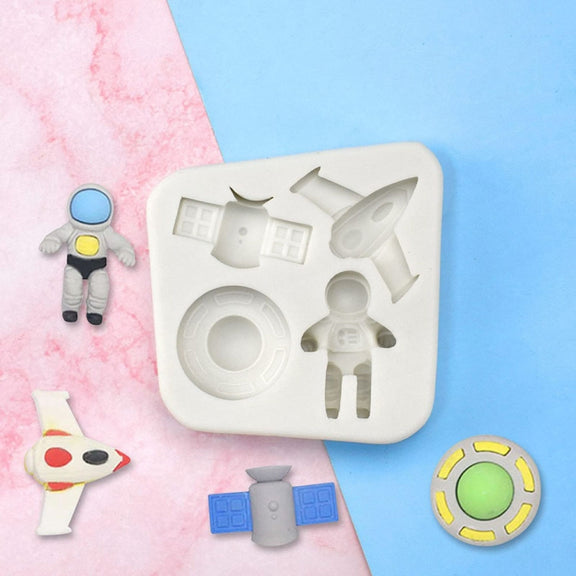 Astronaut Planet Rocket Silicone Fondant Chocolate Mold Cake Decorating Accessories Tools(Grey)