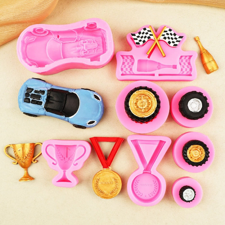 Sports Car Trophy Medal Tire Silicone Mold Glue Plaster Candle Baking Decorative Mold, Specification: A799