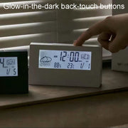 LCD Electronic Desk Clock Digital Display Multifunctional Temperature And Humidity Meter Alarm Clock, Model: Transparent White