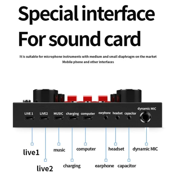 BM800+V8S Sound Card Set  Audio Condenser Mic Studio Singing Microphone