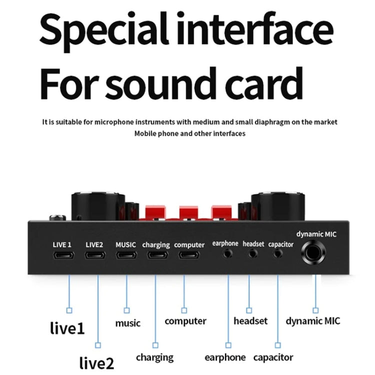 BM800+V8S Sound Card Set  Audio Condenser Mic Studio Singing Microphone