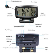 LCD Night Light Car Clock Automotive Electronics Inside And Outside Dual Thermometer