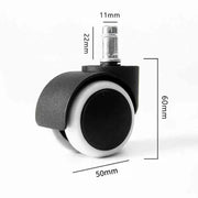 2 Inch 11 x 22mm Plunger Swivel Casters Chair Replacement Wheels(White)